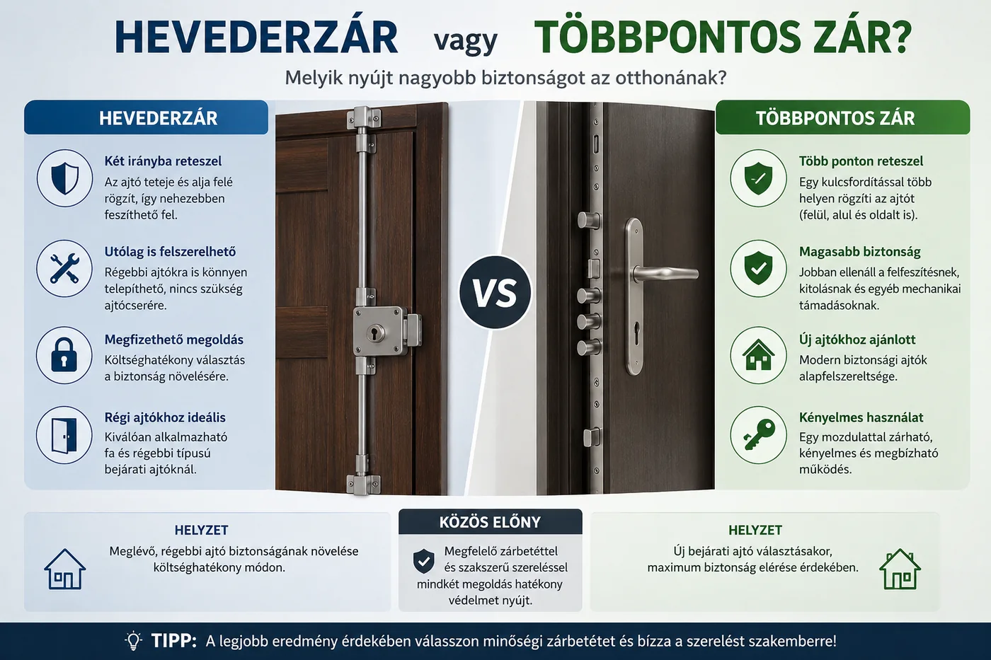 Hevederzár vagy többpontos zár? – Melyik nyújt nagyobb biztonságot?