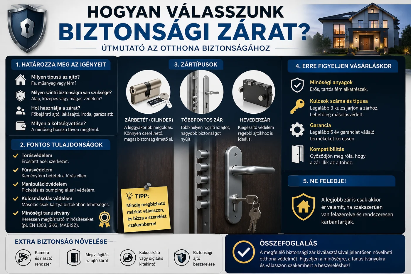 Hogyan válasszunk biztonsági zárat? – Teljes útmutató otthona védelméhez